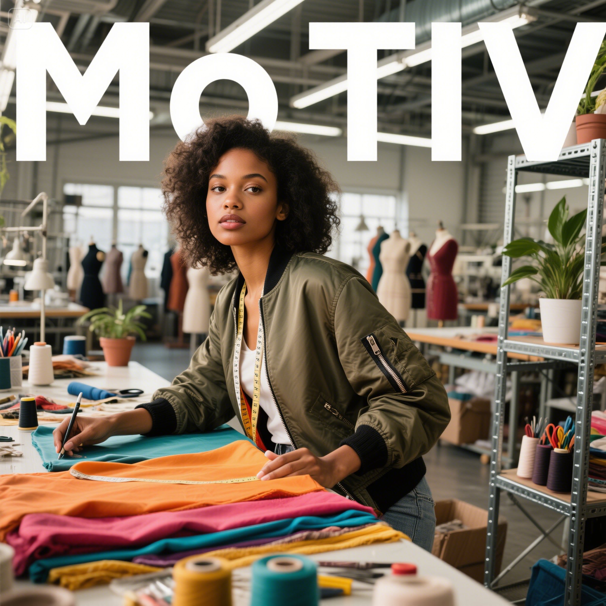 A lady working in MoTIV factory for her designs.